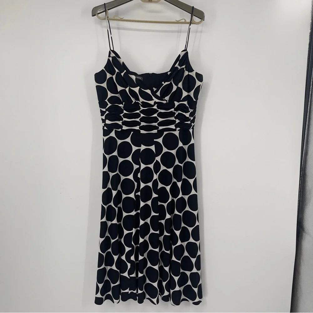 Jones Wear Black & White Polka Dot Spaghetti Strap Midi Party Dress